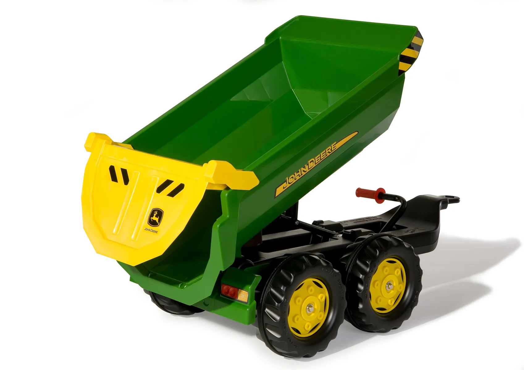 TRAILER TIERRA Y ARENA JOHN  DEERE - VISTA TRASERA IZQUIERDA