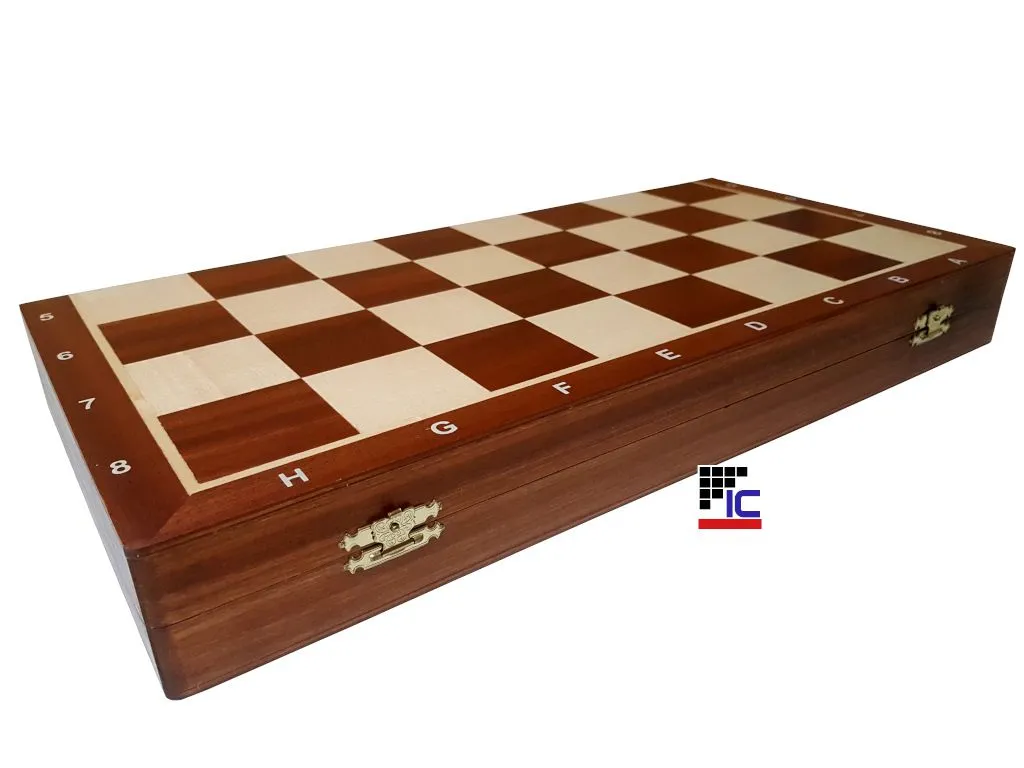 Juego Ajedrez plegable de madera de Caoba/Sicomoro con piezas Staunton nº6 plegado