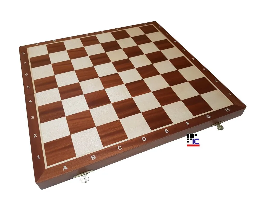 Juego Ajedrez plegable de madera de Caoba/Sicomoro con piezas Staunton nº6 solo tablero