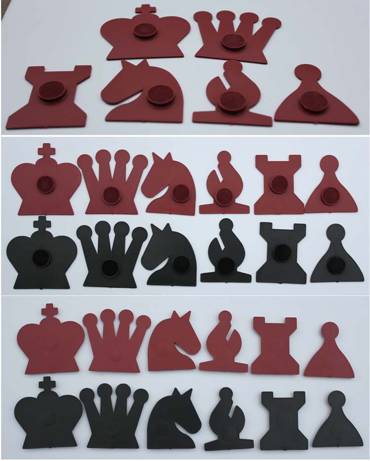 Tablero Mural Enrollable Magnético (Negro y Rojo) - vista piezas