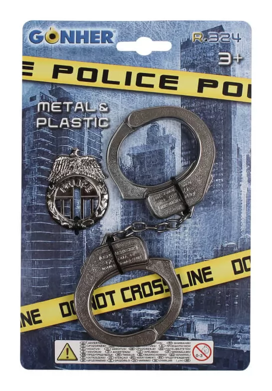 Esposas y placa de policia