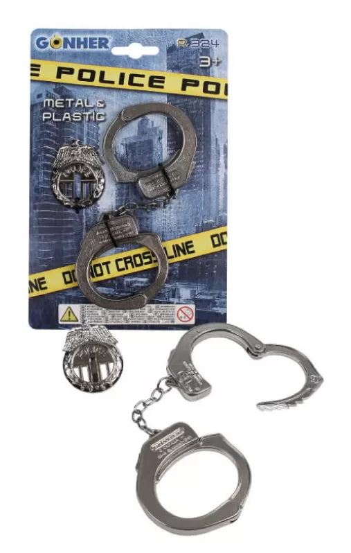 Esposas y placa de policia