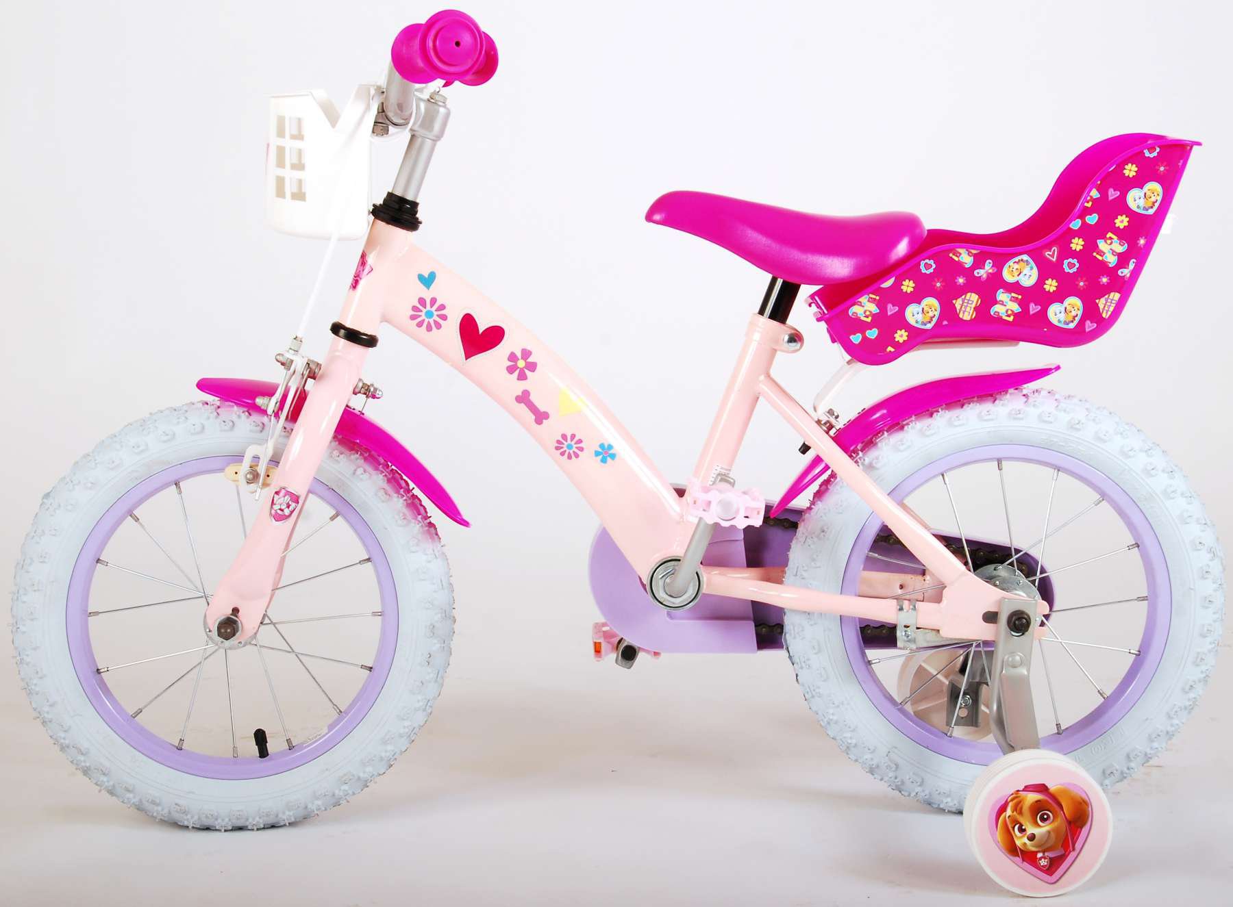 Regalo Niños Aprendizaje Ciclismo LENJKYYO Bicicleta Infantil De 14 Pulgadas, Para Niños Y Niñas, Con Ruedas Estabilizadoras Y Sistema De Frenado Dual, Para Niños A Partir De 3-6 Años, Altura Ajustable (blanco