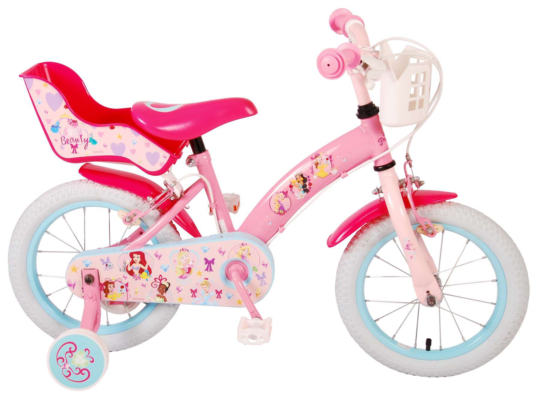 Bicicleta Infantil Princesas Disney 14 Pulgadas Rosa Dos Frenos