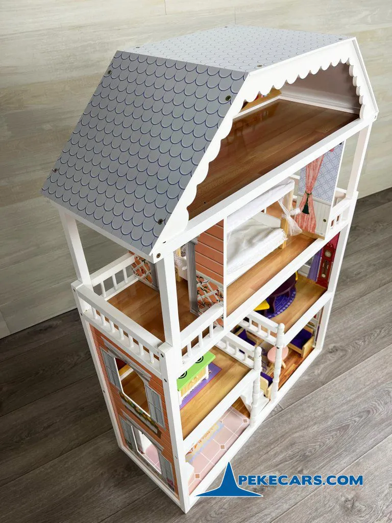 casa de muñecas de madera campo luces