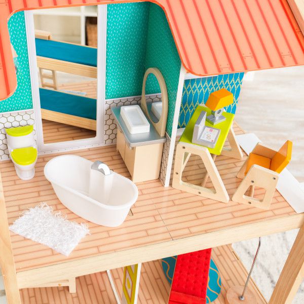 Detalle vista desde arriba de la cocina y estudio de kidkraft mansion so stylish 65199