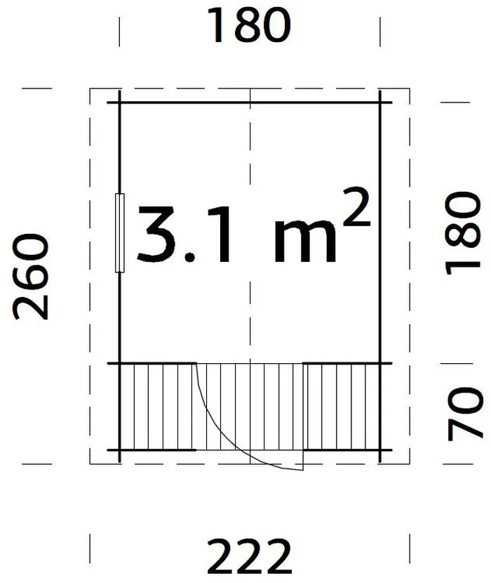 Casita de madera Stina- vista medidas