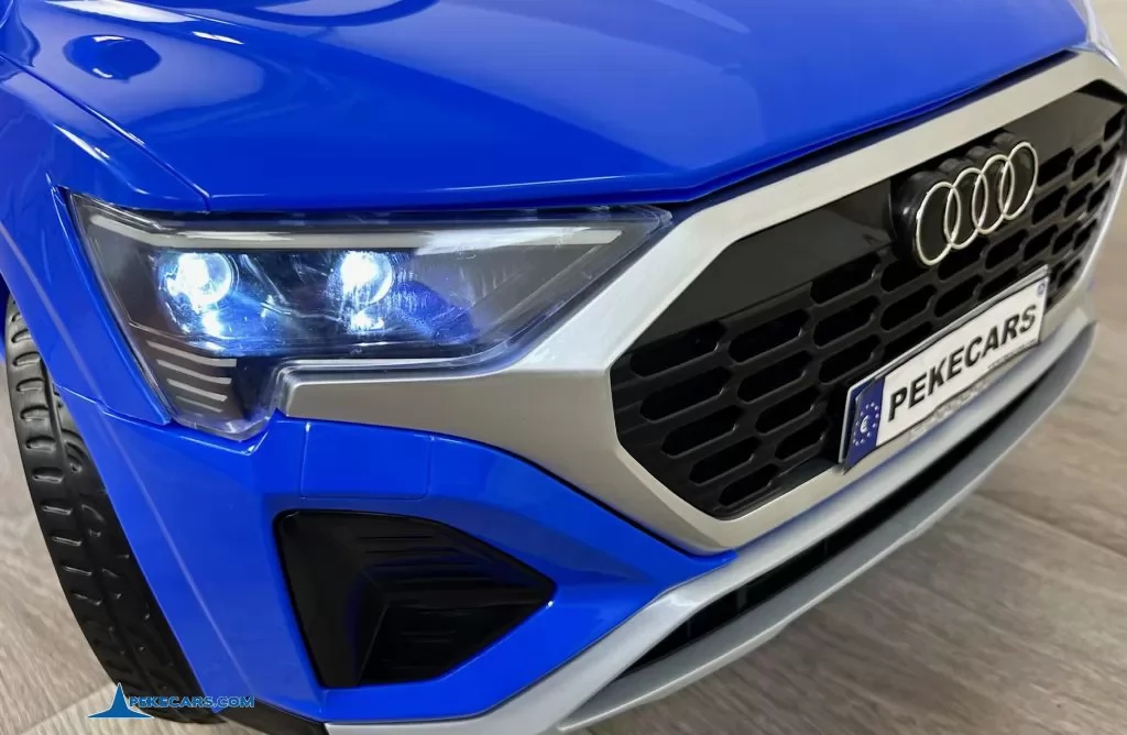 Audi SQ8 azul coche infantil electrico para niños luces frontales