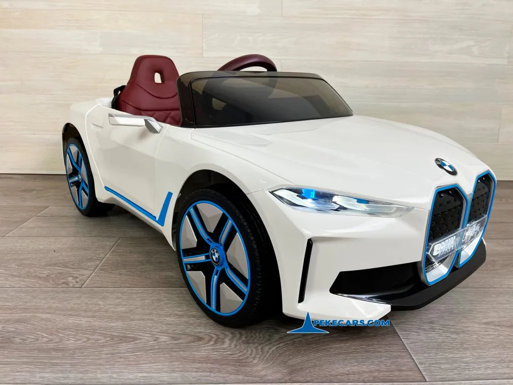 Coche eléctrico para niños BMW I4 12V 2.4G Blanco vista izquierda