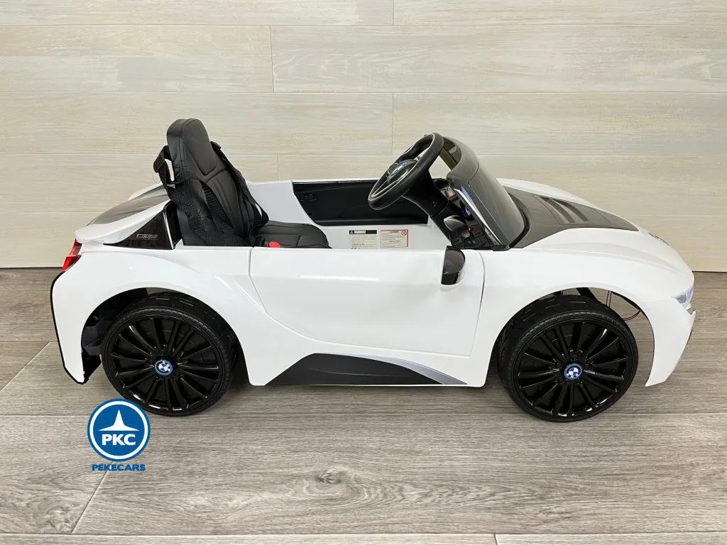 Coche eléctrico para niños BMW i8 Coupé 12V Blanco lateral