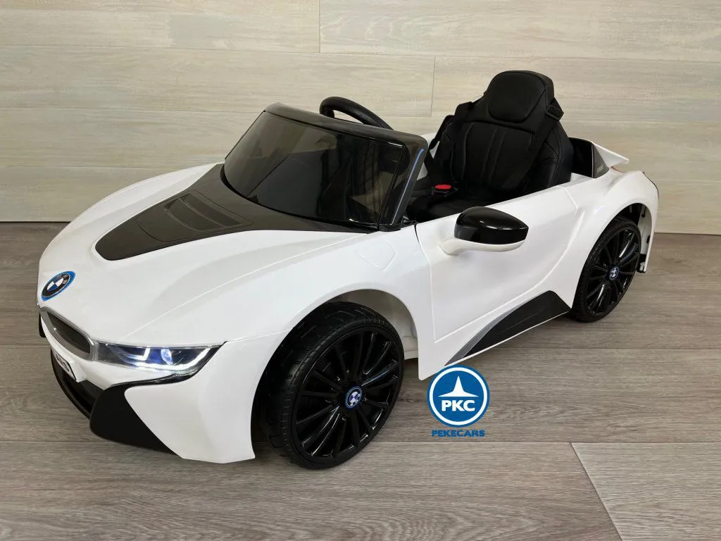 Coche eléctrico para niños BMW i8 Coupé 12V Blanco a control remoto