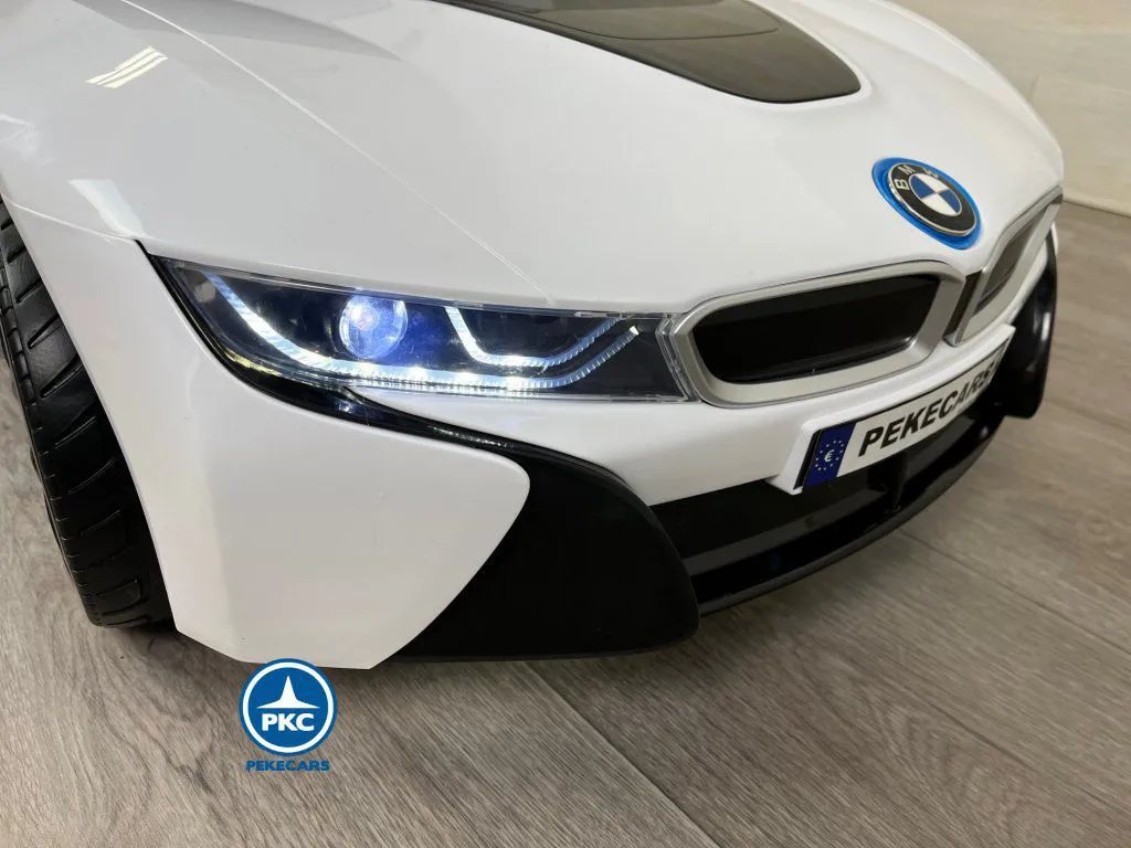 Coche eléctrico para niños BMW i8 Coupé 12V Blanco faros