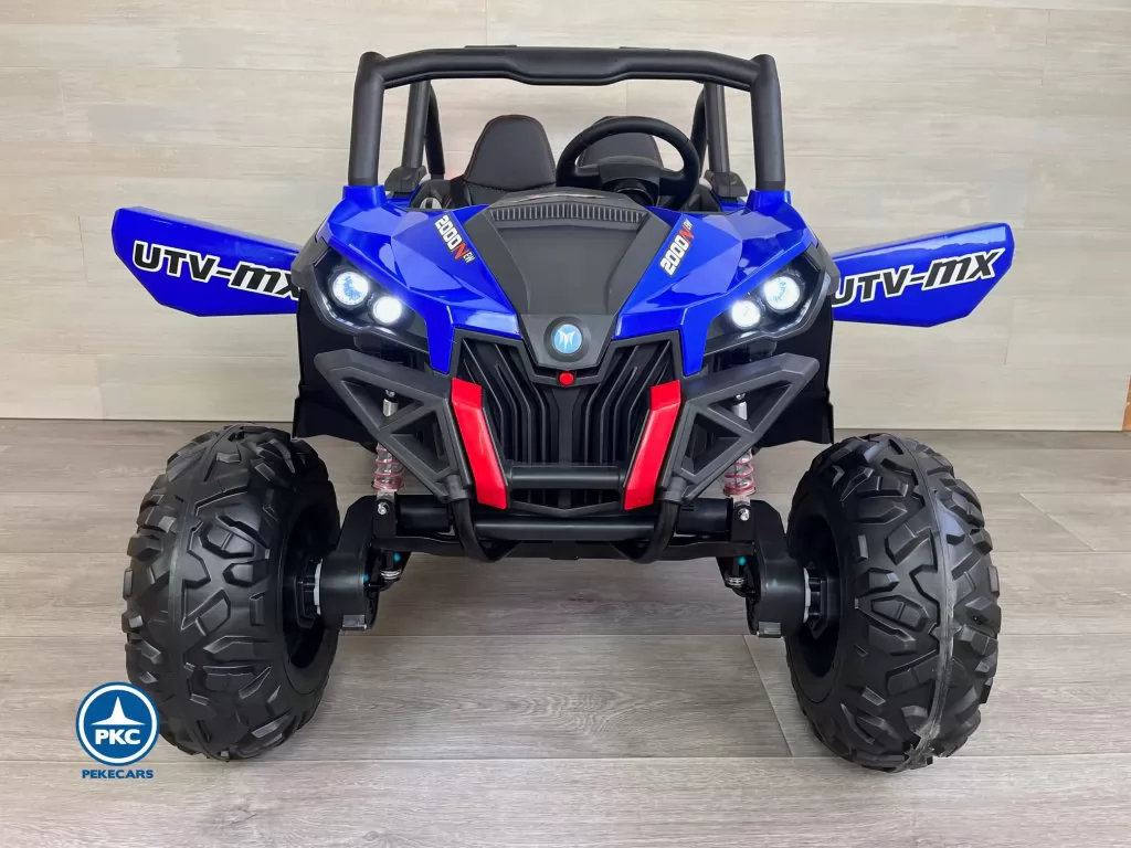 Coche electrico para niños Buggy UTV Azul puertas abiertas