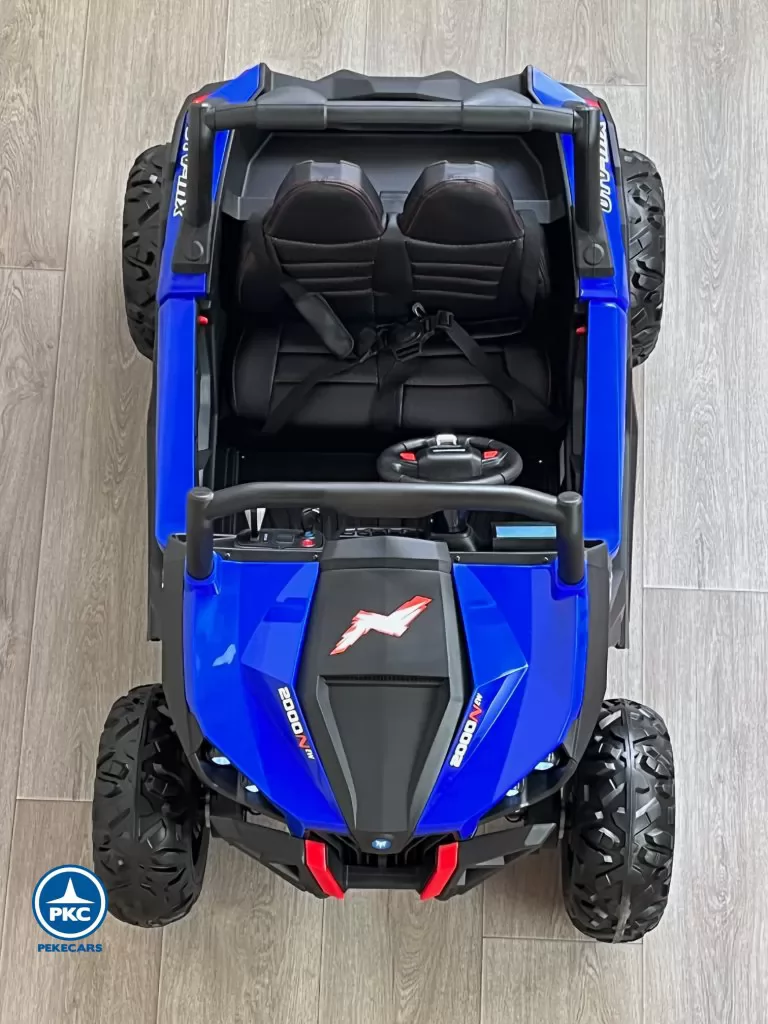 Coche electrico para niños Buggy UTV Azul desde arriba