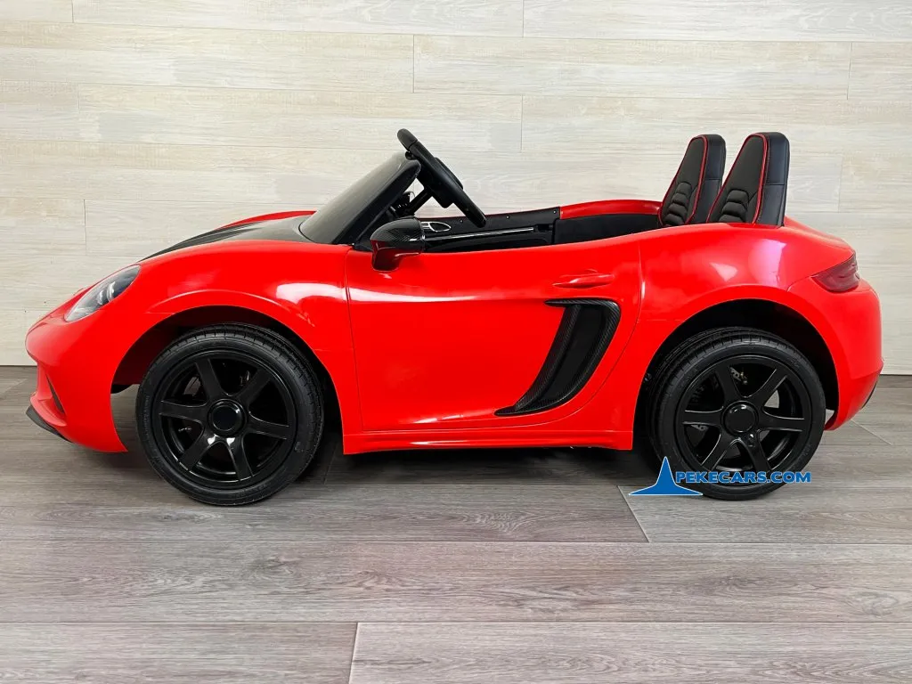 Deportivo Pekecars XL 48V Rojo con Ruedas Neumaticas vista lateral