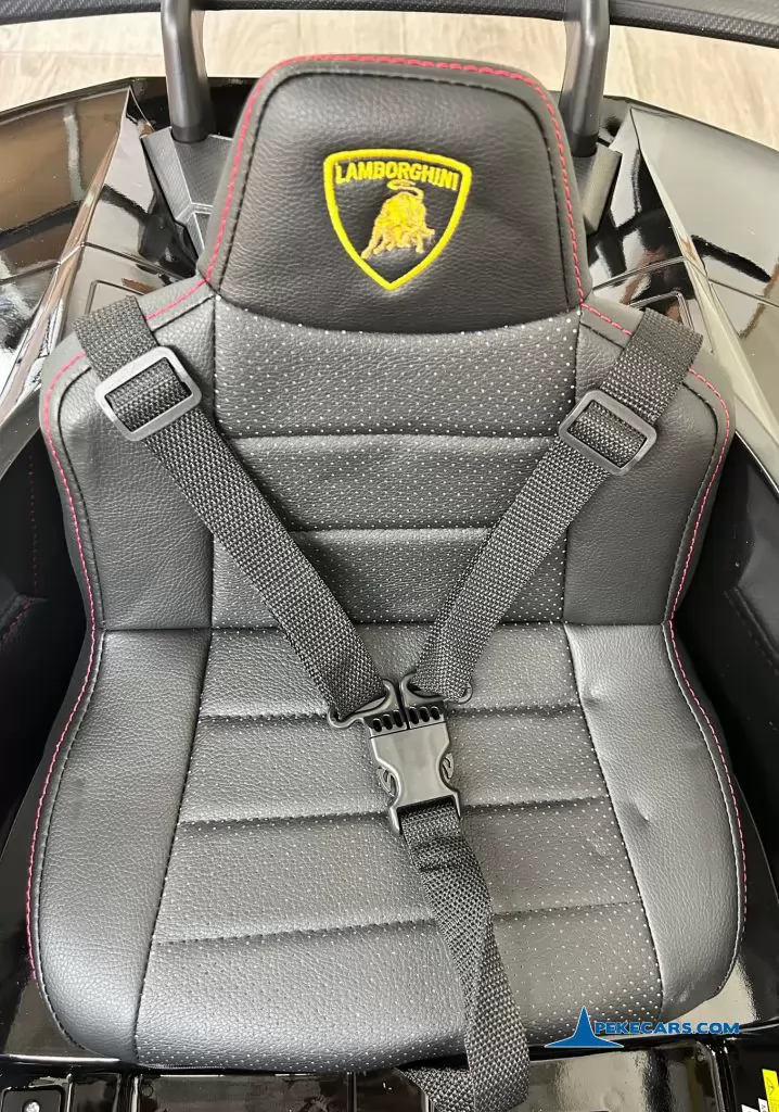 Lamborghini huracan negro 12v asiento polipiel con cinturon