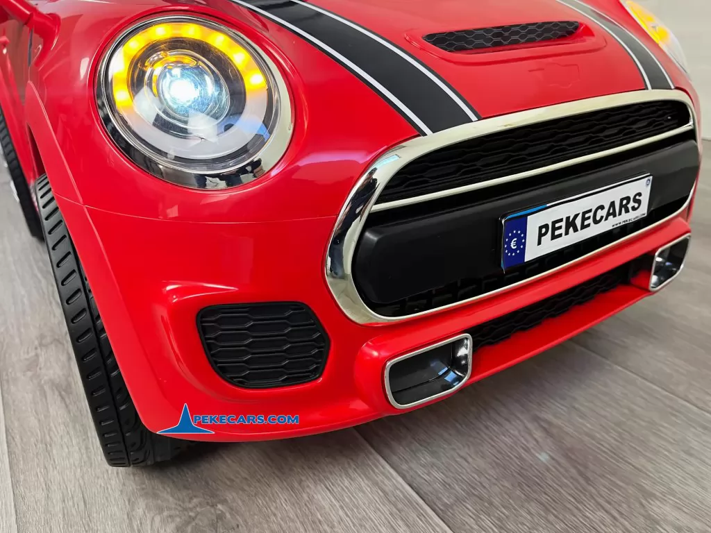 mini style rojo coches para niños detalle luces frontal encendidas