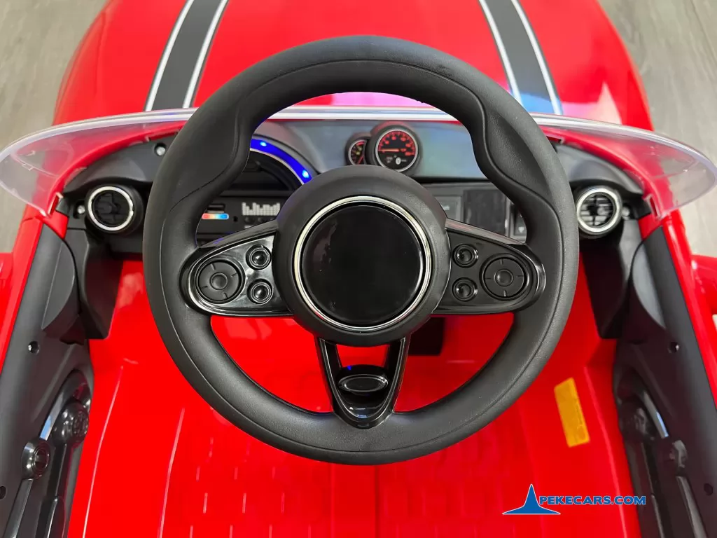 mini style rojo coches para niños volante y botones