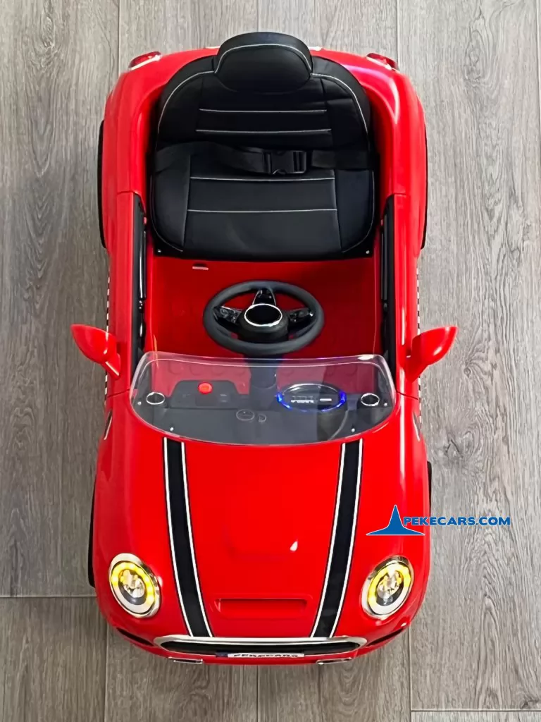 mini style rojo coches electricos niños vista arriba detalle