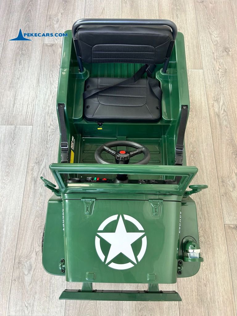 Todoterreno Willys Army Jeep 12V 1 Plaza verde desde arriba