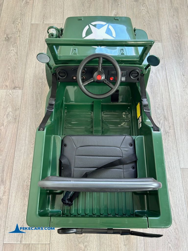Todoterreno Willys Army Jeep 12V 1 Plaza verde vista aérea