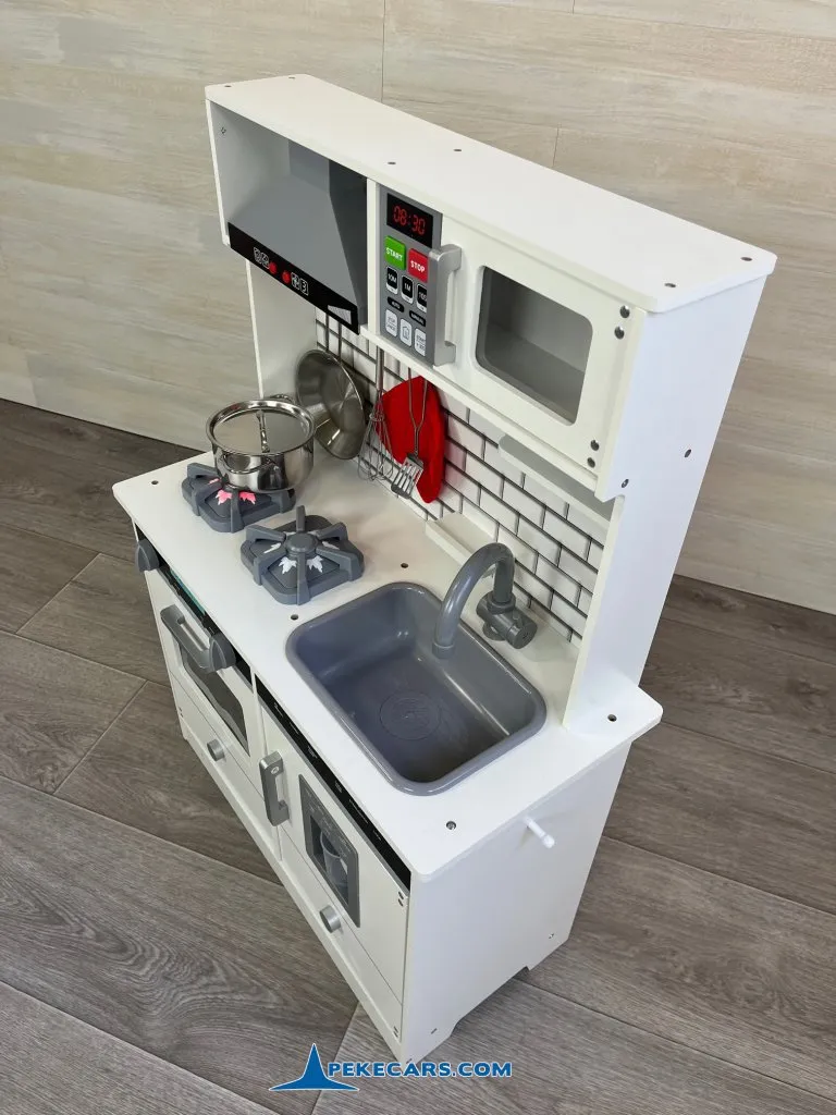 cocina de juguete de madera blanca accesorios luces