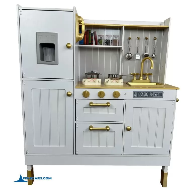 Cocina de Madera Infantil Blanca con Nevera, Lavavajillas y Teléfono