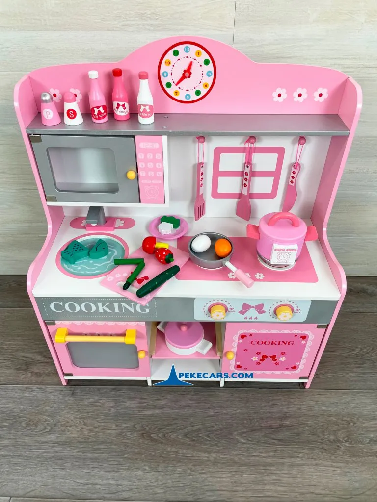 cocina de juguete para niñas rosa vista arriba