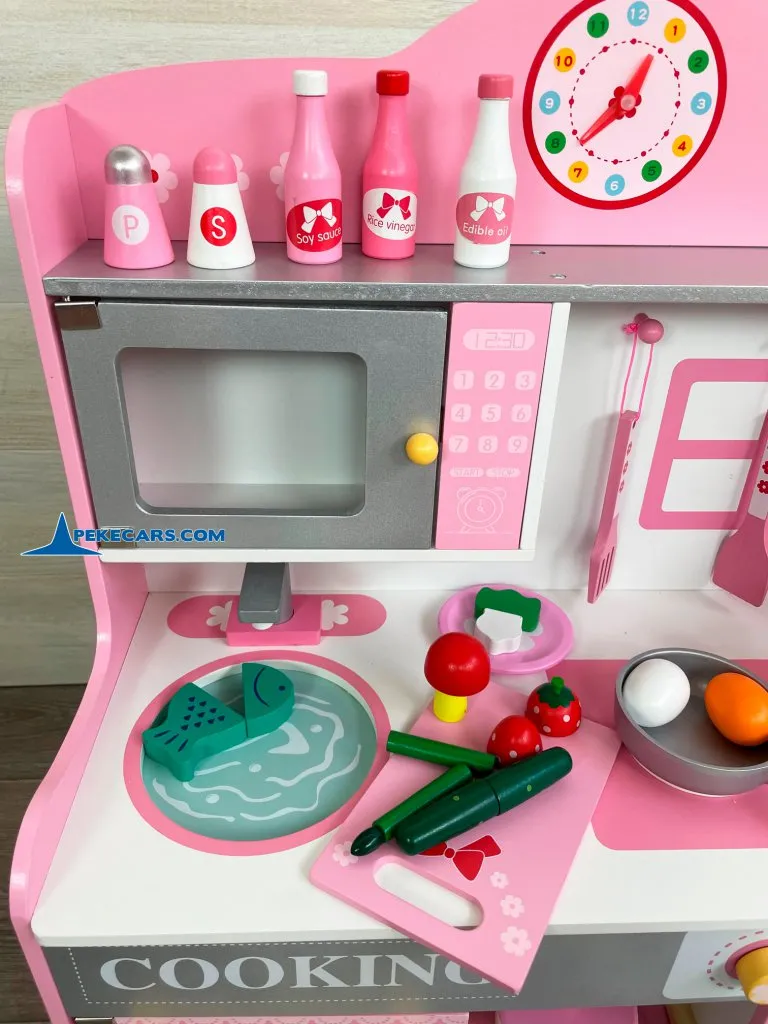 cocina de juguetes rosa accesorios