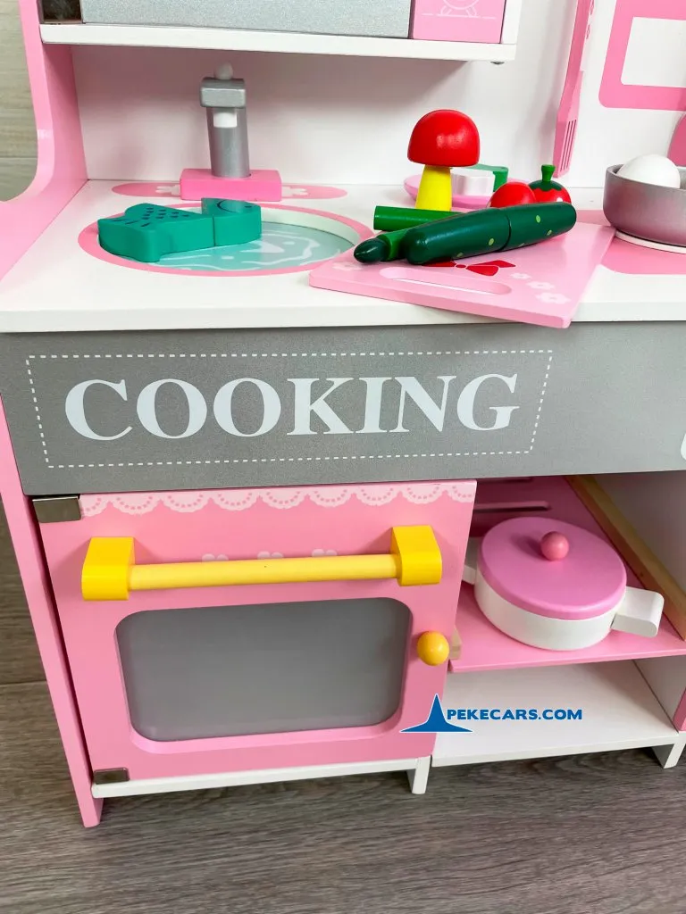 cocina de juguete de niñas rosa detalle horno