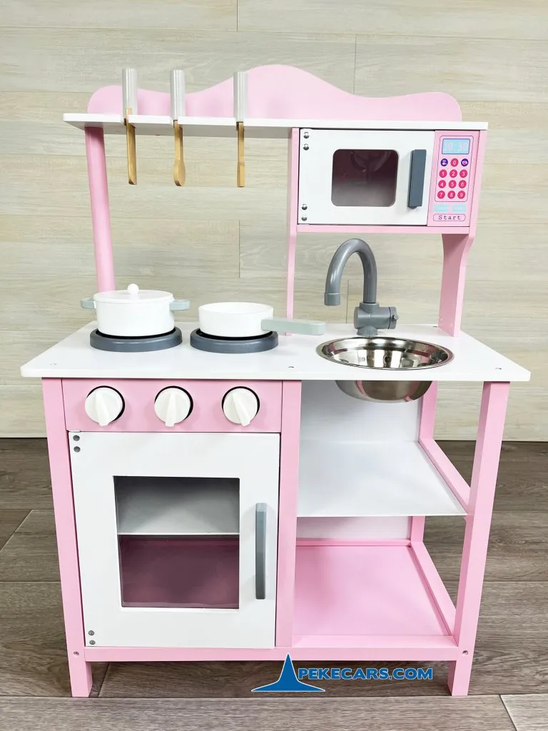 cocina de madera juguete infantil rosa accesorios