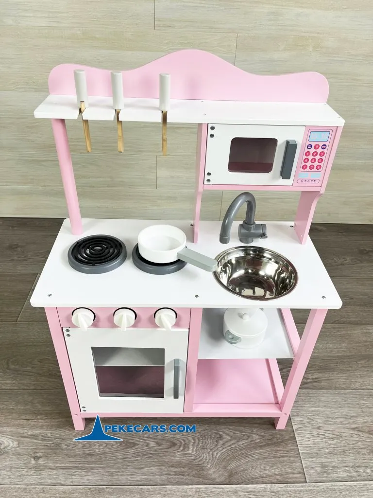 cocina de juguete de madera infantil rosa accesorios