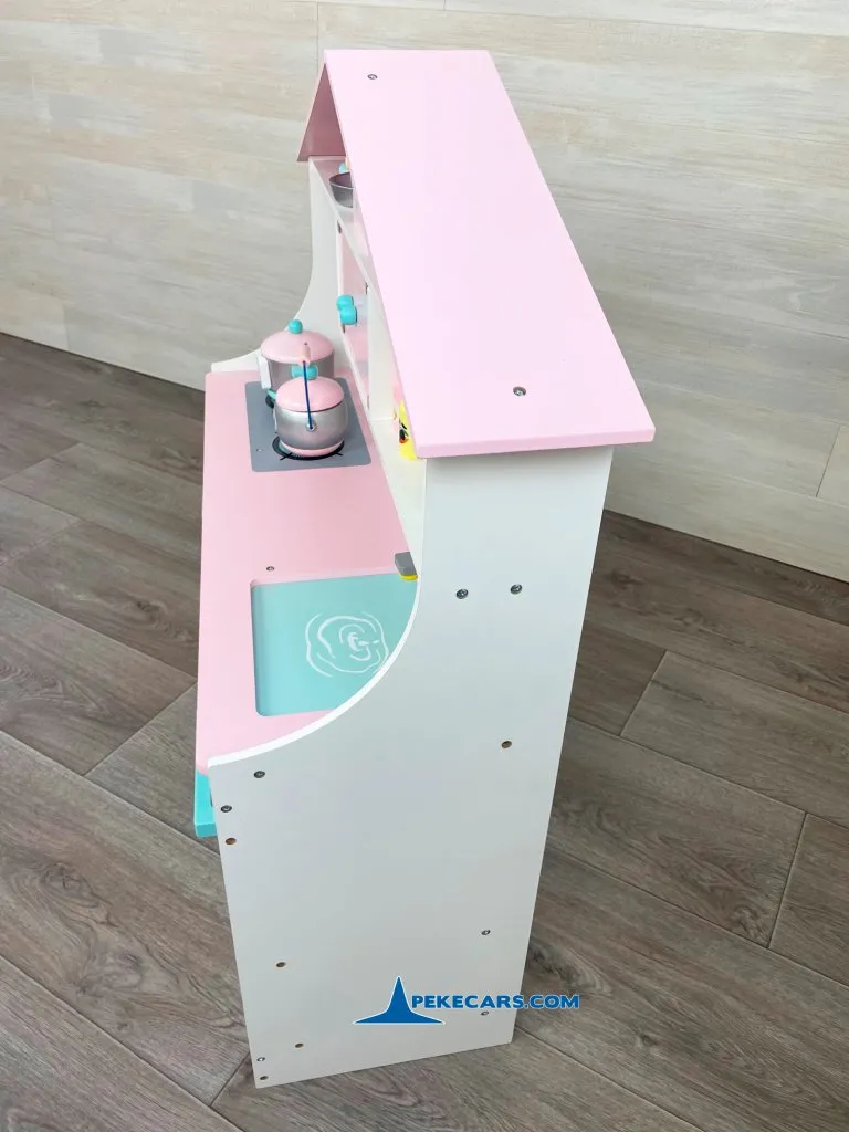 cocina de juguete de madera rosa pastel accesorio izquierda