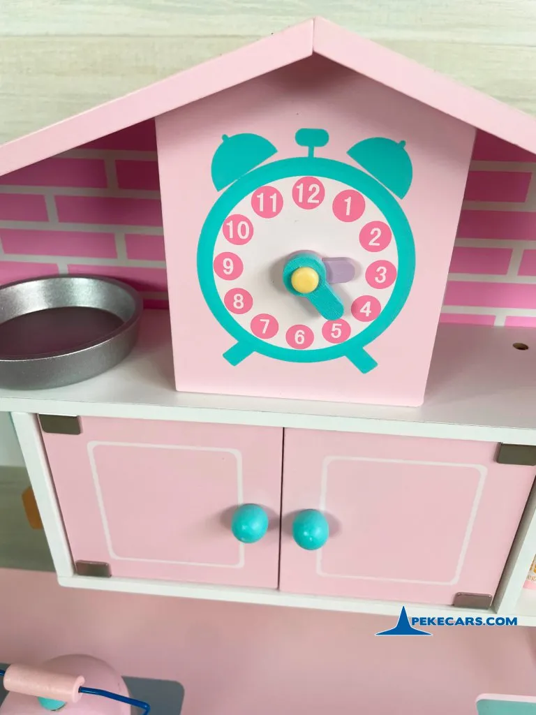 cocina de juguetes grandes rosa pastel accesorio detalle armarios