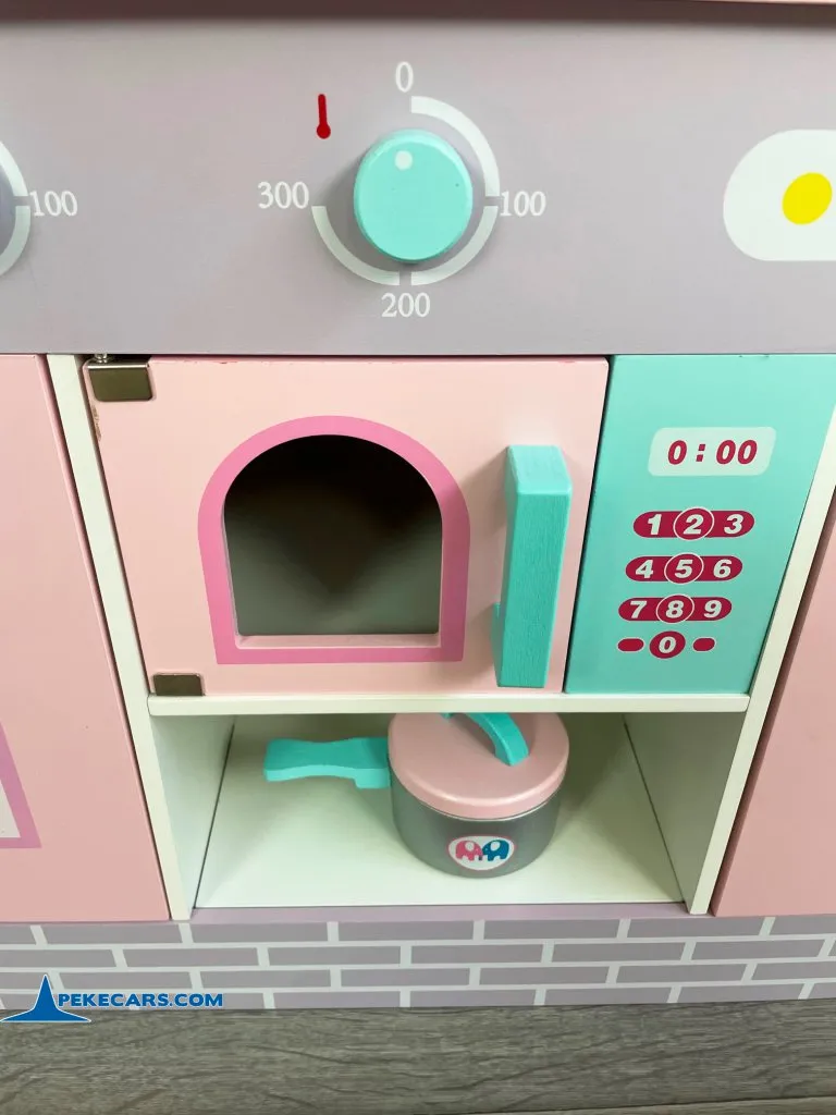 cocina de juguete de niñas rosa pastel accesorio vista armarios