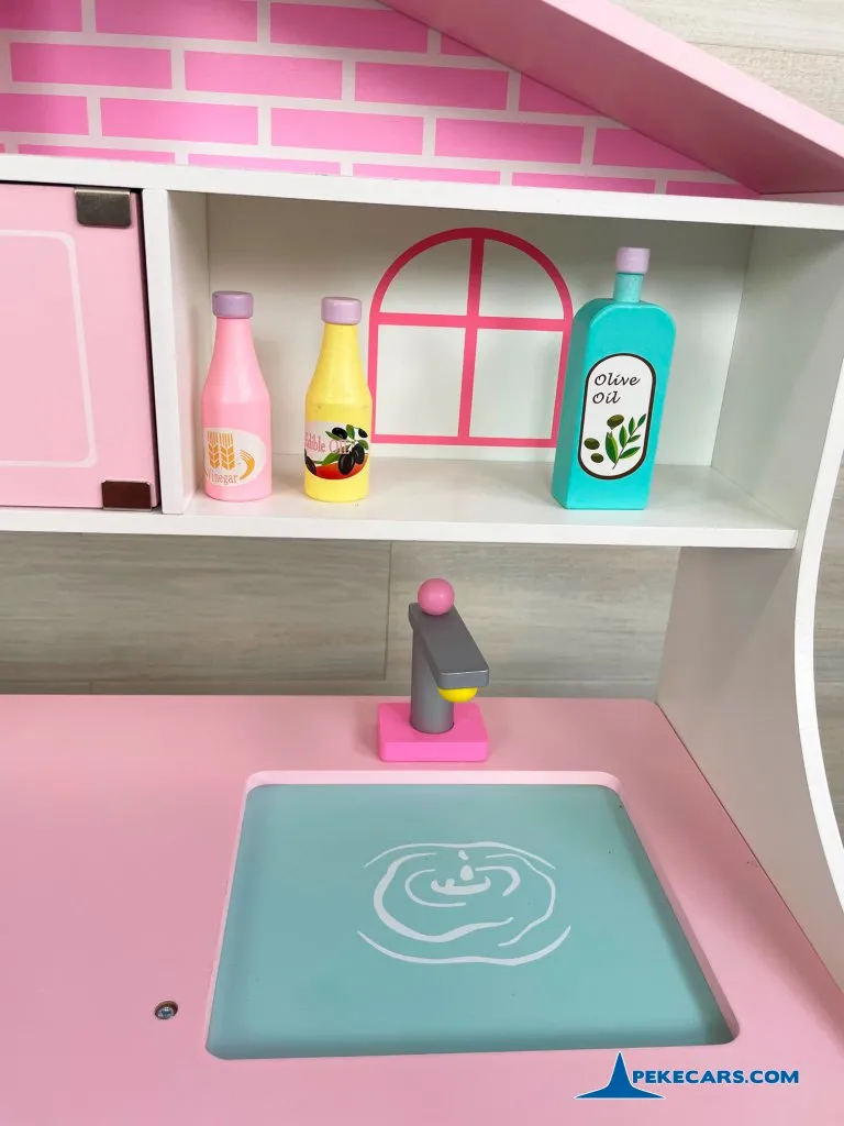 cocina de juguete para niños rosa pastel accesorio fregadero