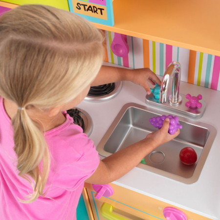 COCINA KIDKRAFT 53100 DE LUJO COLORES BRILLANTES FREGADERO