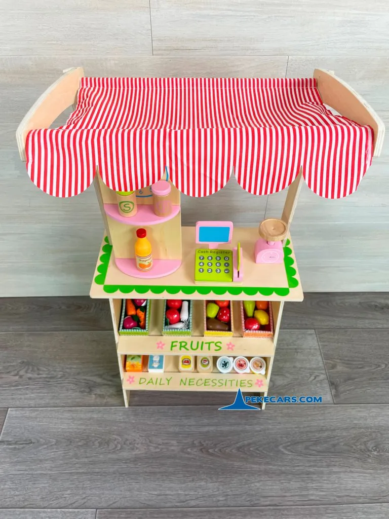 cocina de madera juguete mercadillo infantil accesorios vista arriba