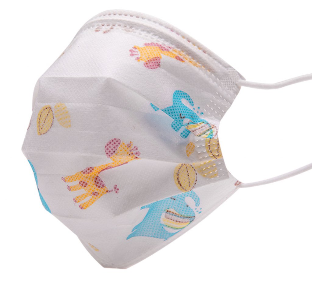 Mascarilla infantil de color blanca zoo