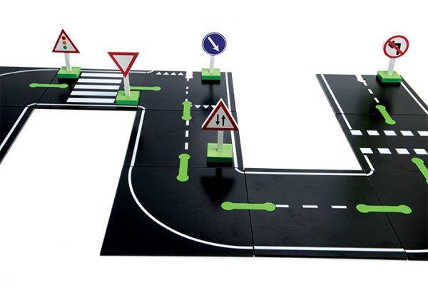 Set circuito de carretera y coches - zoom piezas carretera