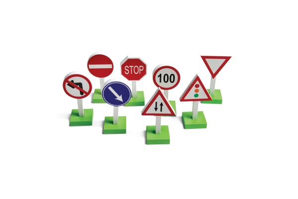 Set circuito de carretera y coches - señales trafico