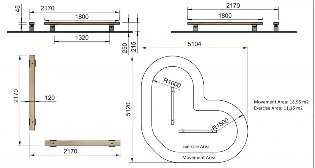 Barras de Equilibrio Masgames Indiana Horeca - area seguridad