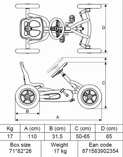 Kart Berg Buddy Jeep Junior - medidas