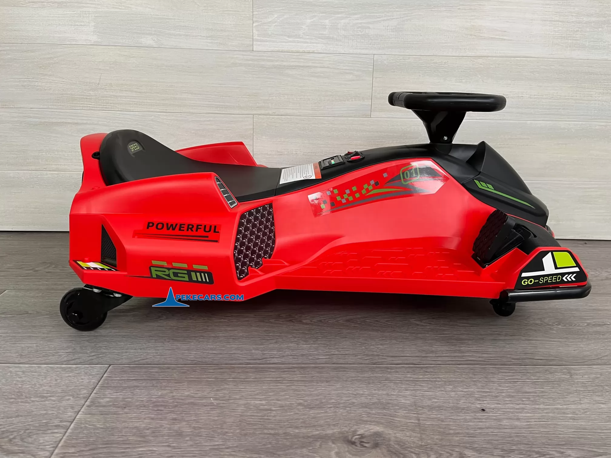 Drift Kart de derrapes GO-SPEED 24V rojo vista izquierda