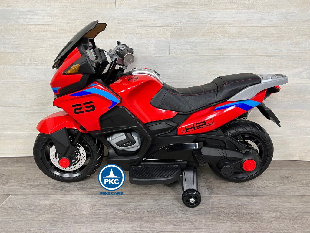 Moto eléctrica para niños BMW Style 12V R1200 roja con ruedines