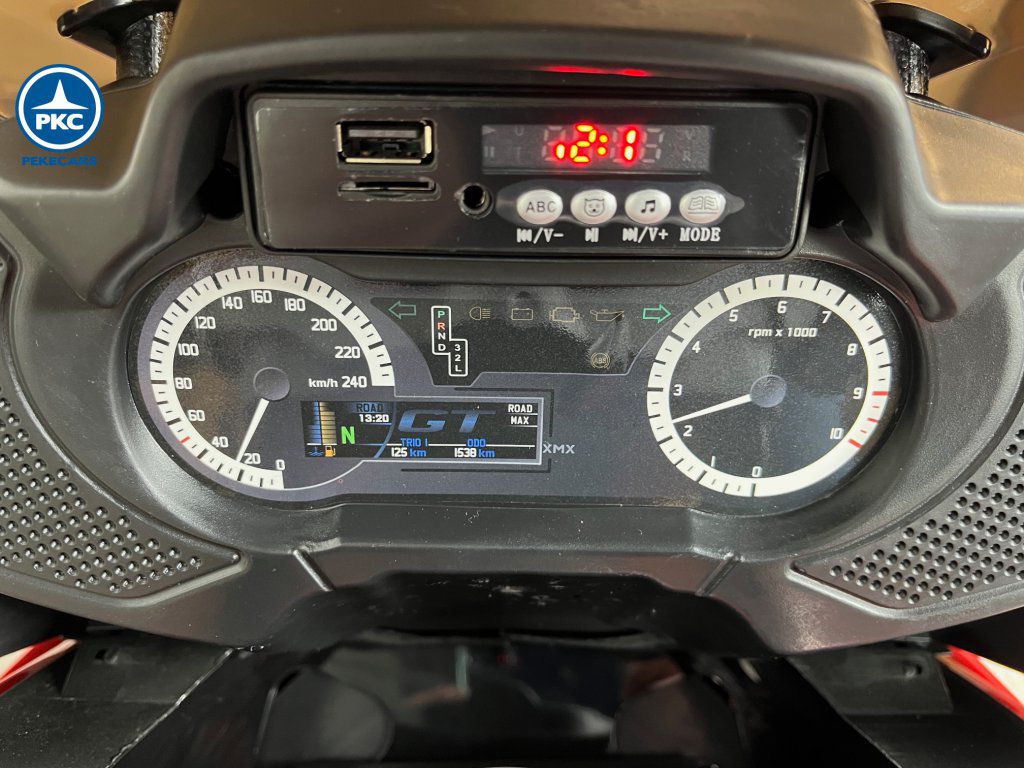 Moto eléctrica para niños BMW Style 12V R1200 roja display de sonido