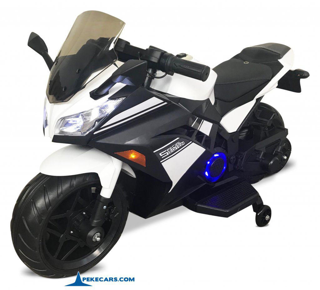 Moto de carreras blanca special edition