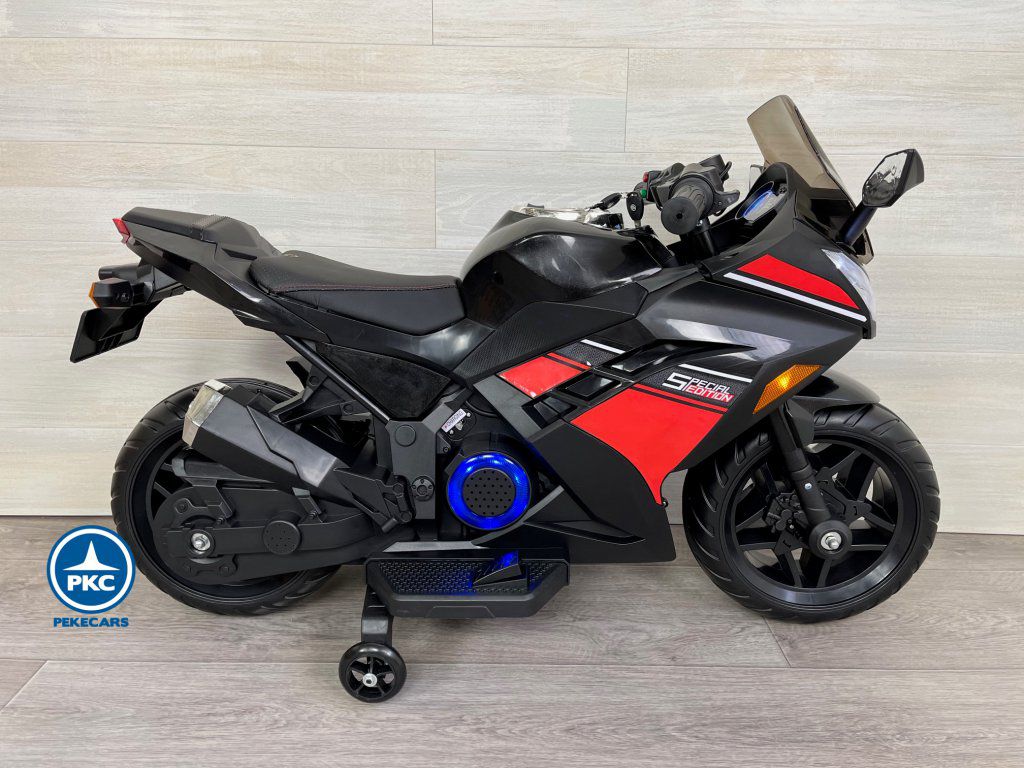 Moto de carreras negra special edition lateral