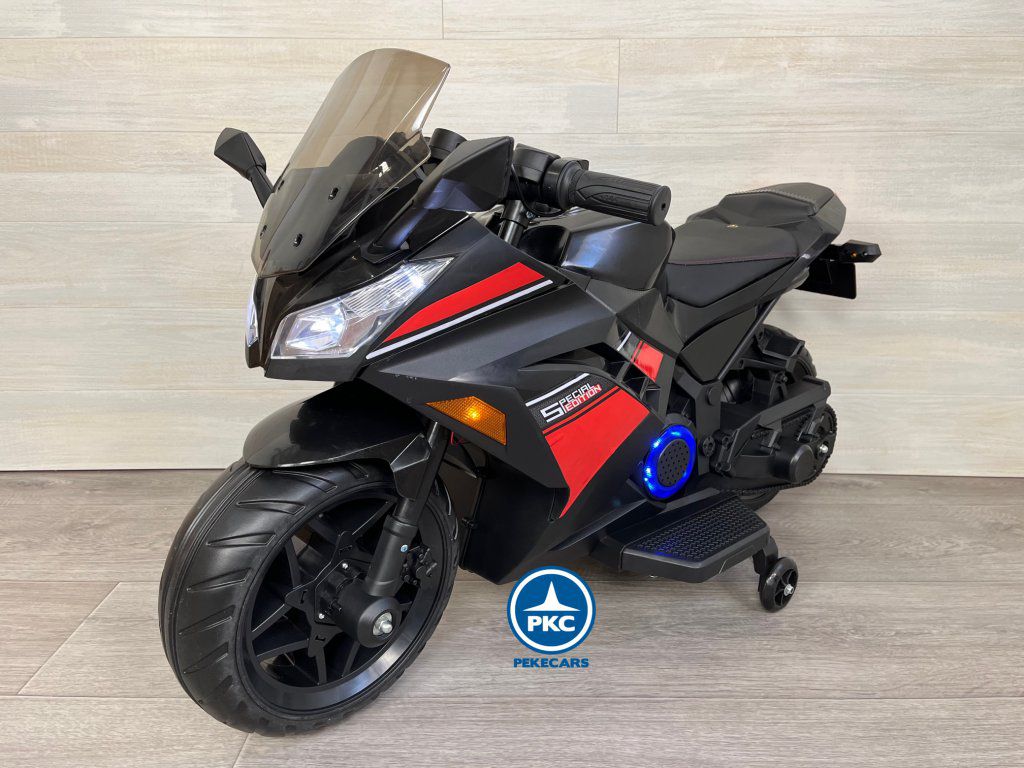 Moto de carreras negra special edition para niños