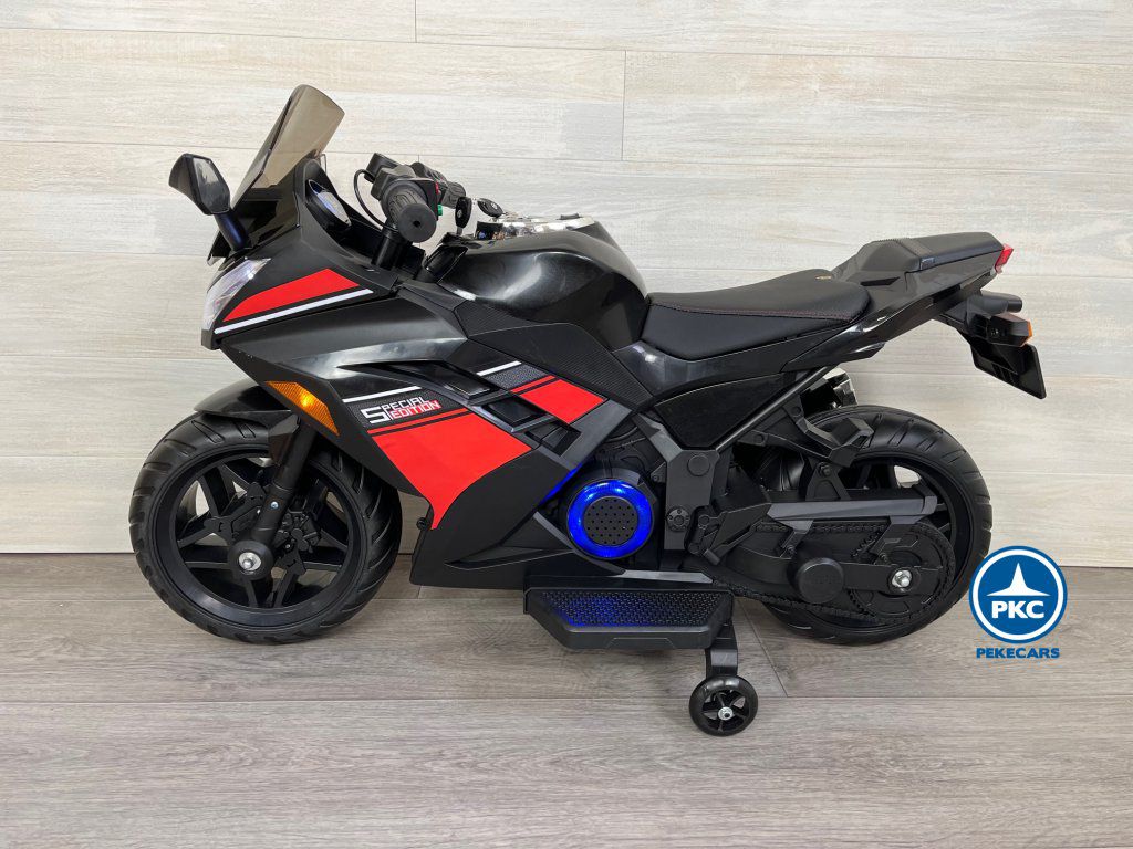 Moto de carreras negra special edition 12V infantil